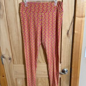 LuLaRoe Vibrant Pink and Yellow Patterned Women's Pants